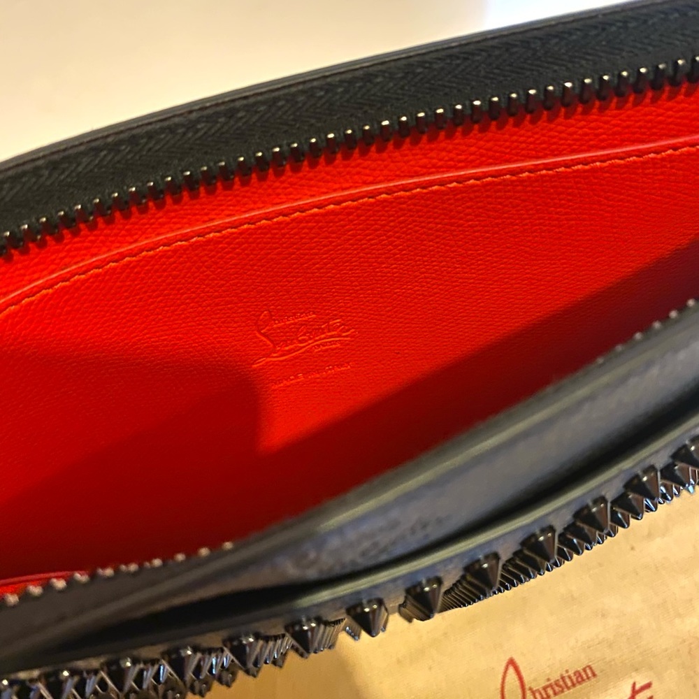 New Christian Louboutin SkyPouch Spike Clutch Pouch Bag Leather Black Bag - Picture 5 of 9
